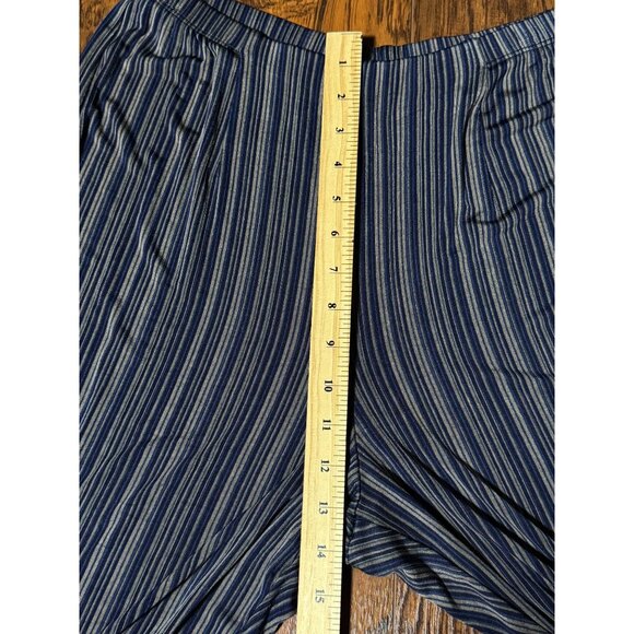 Chicos Travelers Striped Wide-Leg Palazzo Pants Size 3 Medium Blue/Brown Stretch - Picture 7 of 8